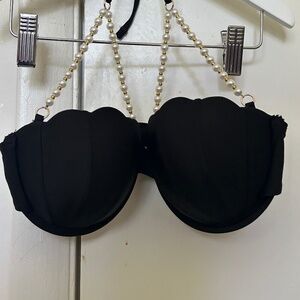 Milumia Women's 2 Piece Pearl Strap Bikini Sets Tie Side Backless Push Up